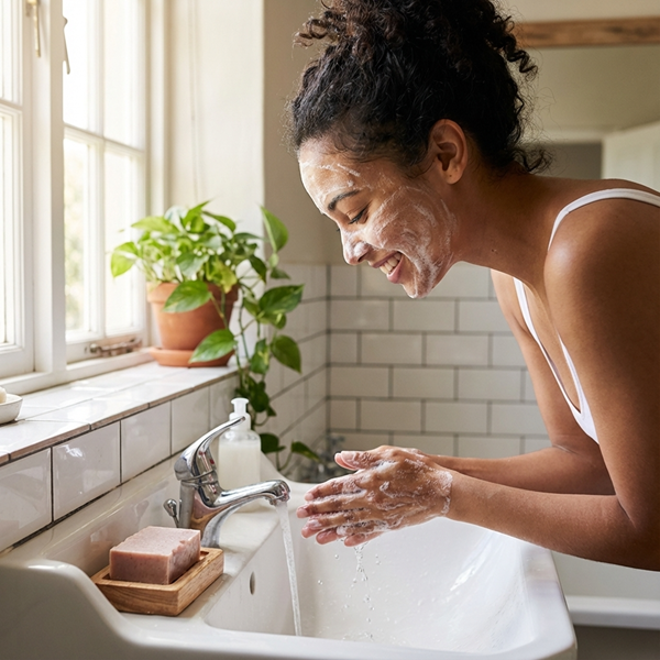 Woman using Peony Soap 1 600x600 1